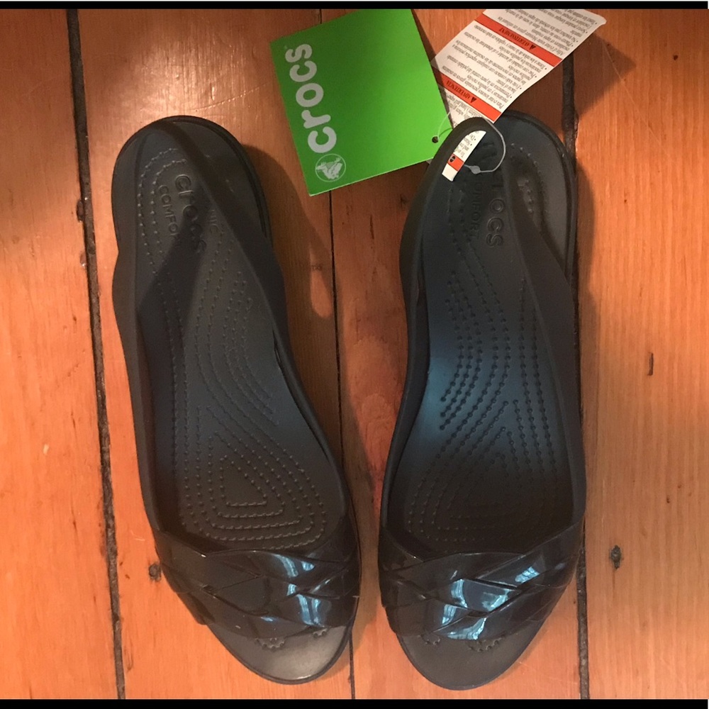 Crocs peep toe flats NWT